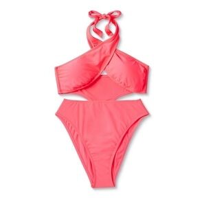 Women's Cross Front Halter One Piece
Swimsuit - Wild Fable™ Coral